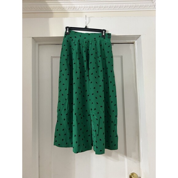 Dior Dresses & Skirts - Vintage Women's Christian Dior Green And Black Silk Pleated Midi Skirt Size 4